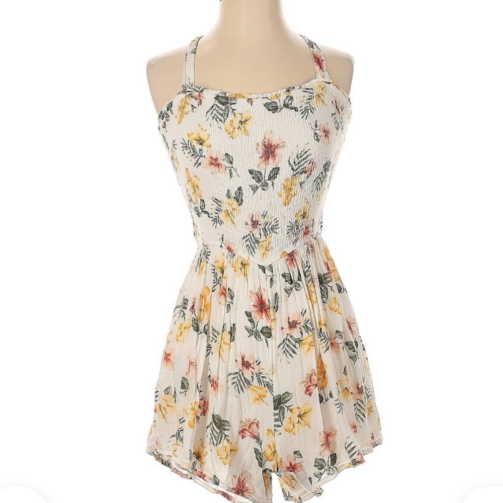 Hollister Ivory floral halter romper